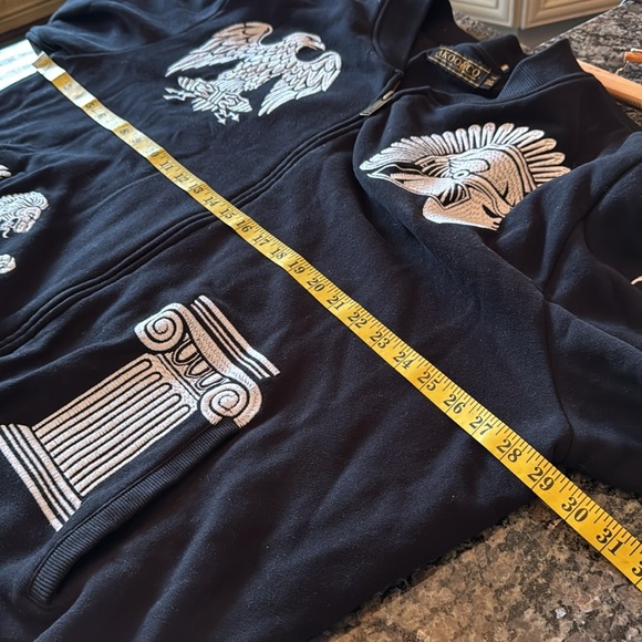 AKOO vintage black full zip Embroidered varsity Jacket sweatshirt EUC XXXL - Picture 12 of 13